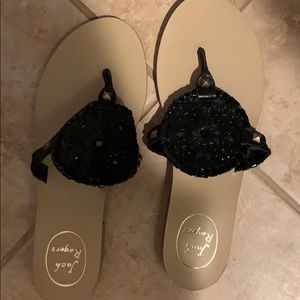 Jack Rogers black sandals lightly worn